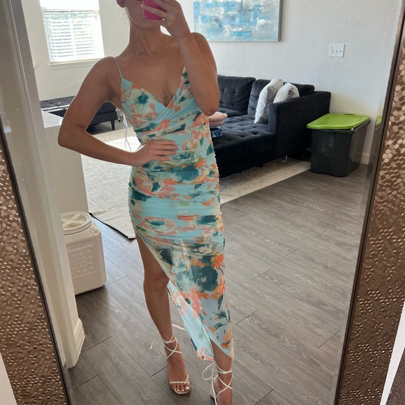 Hello Molly Oceans Mesh Midi Dress Blue - Picture 3 of 6